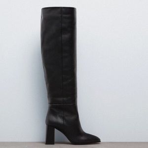 Zara heeled leather over the knee boots